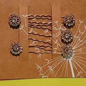 Floral Rhinestone Luxury Bobby Pins with Goldtone Overlay